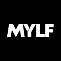 the logo for mylf on a black background